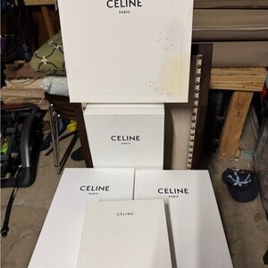 Lot of 5 Celine White shoes, bag and wallet Boxes